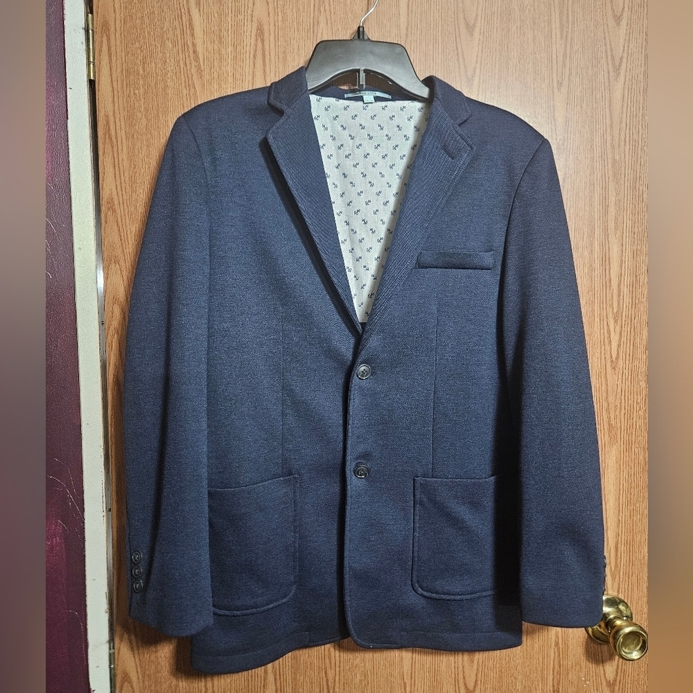 Class Club Womens Nautical Navy Blue Sheek Two Button Blazer!